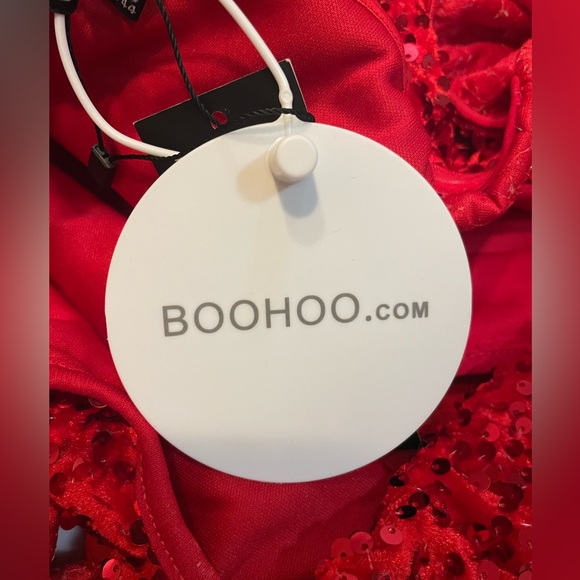 Sequin Red Velvet Bodysuit - Picture 5 of 6